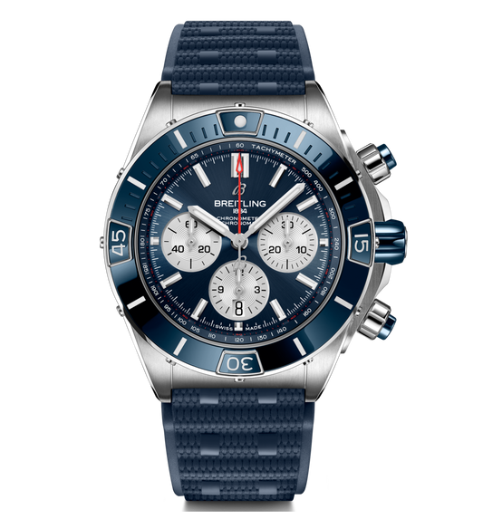Breitling Super Chronomat B01 44 with Blue Rubber Strap