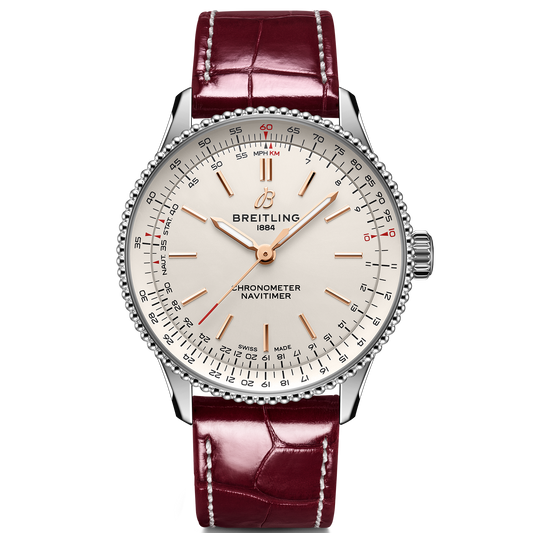 Breitling Navitimer Automatic 36mm Watch with Burgundy Leather Strap