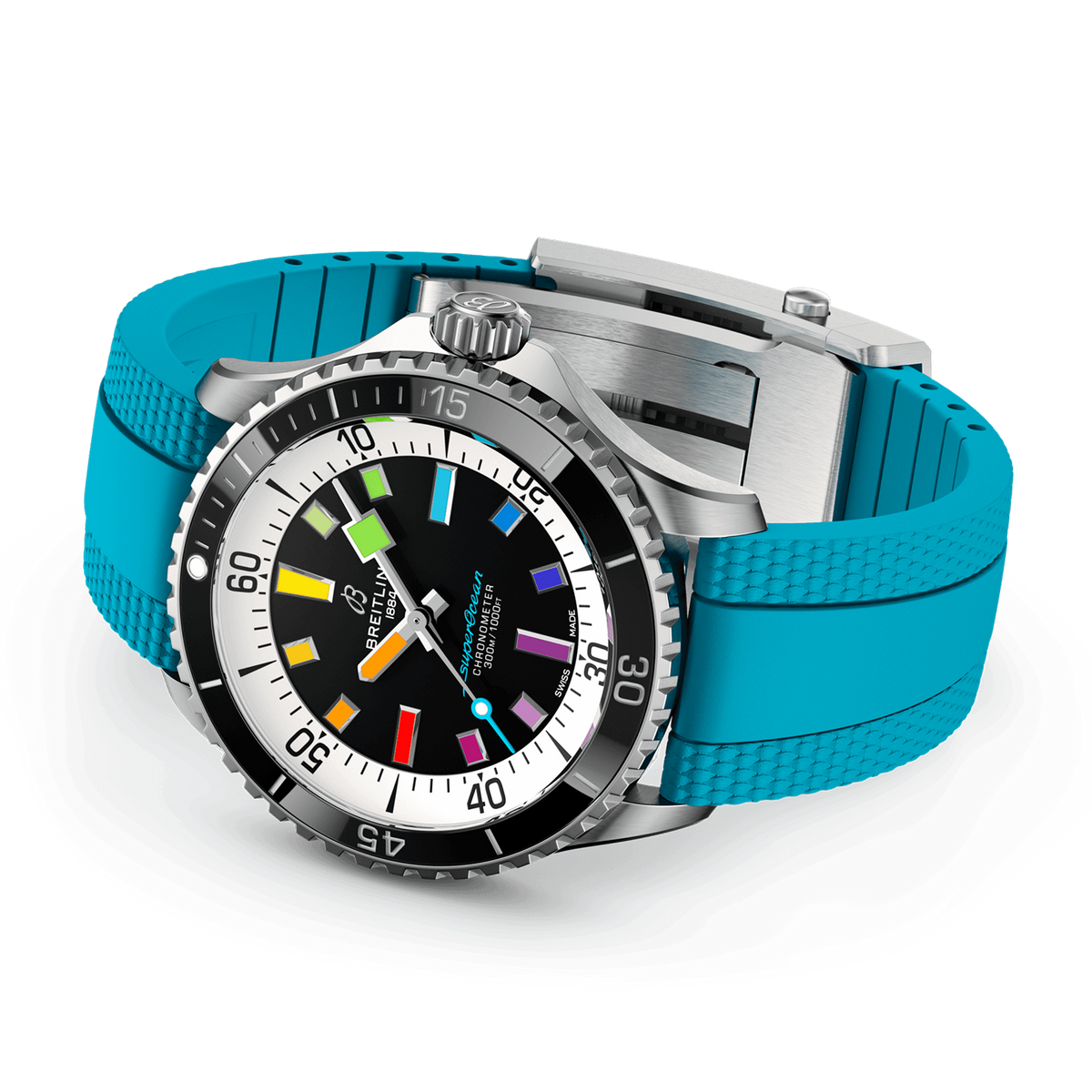 Breitling Superocean Automatic 42 Watch with Turquoise Rubber Strap