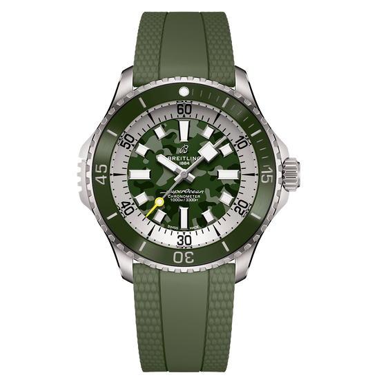 Breitling Superocean Automatic 46 Super Diver Watch with Green Camo Dial