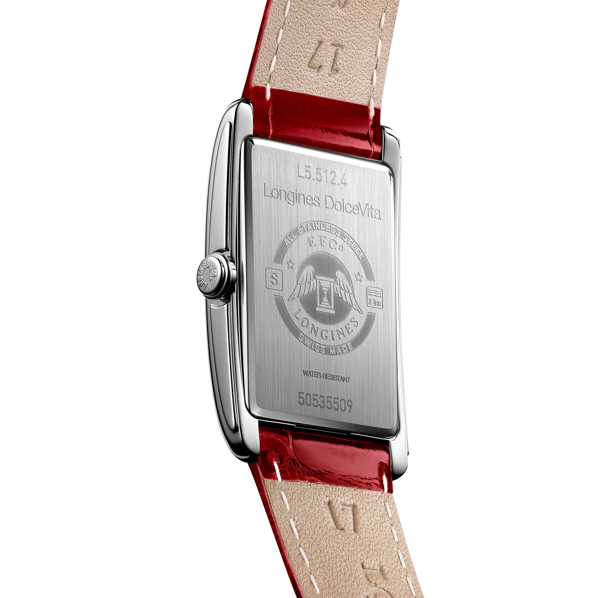 Longines DolceVita Collection 23mm Ladies' Watch on Red Leather Strap