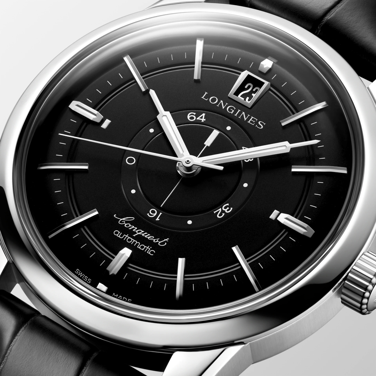 Longines Conquest Heritage Central Power Reserve 38mm Watch with Black Dial