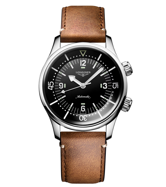 Longines Legend Diver 39mm Watch with Leather Strap