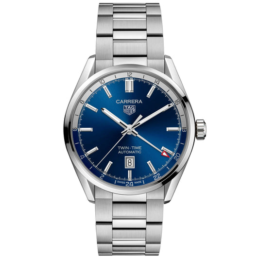 TAG Heuer Carrera Calibre 7 Twin Time Automatic Men's Blue Dial Watch, 41mm