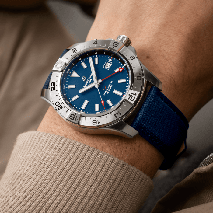 Breitling Avenger Automatic GMT 44mm Watch with Blue Strap