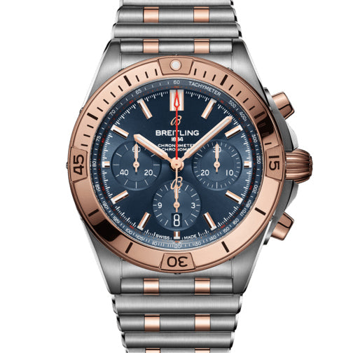 Breitling Chronomat B01 Chronograph 42 Steel & 18K Red Gold with Blue Dial